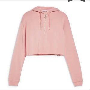 Topshop Crop Zip Hoodie